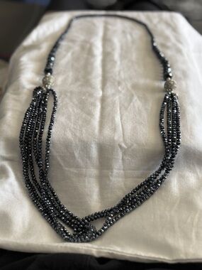 Susan Graver Black Iridescent Aurora Crystal Necklace – 2-in-1 (Retired/Vintage)